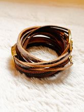 Load image into Gallery viewer, leather &amp; gold wrap bracelet
