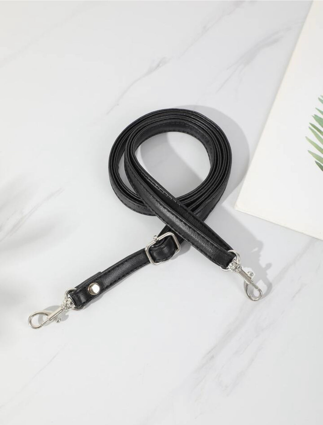 thin vegan leather strap | black