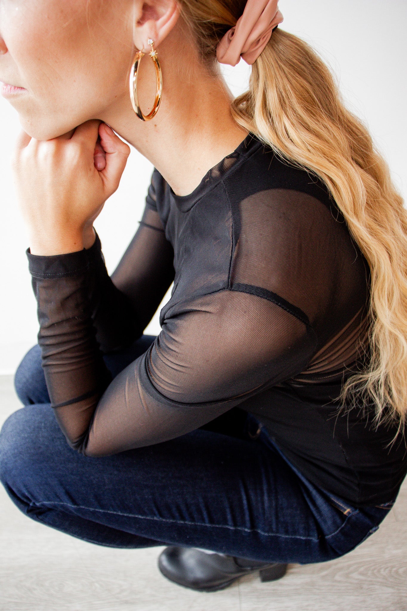 sheer full sleeve top