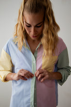 Load image into Gallery viewer, stripe multi colourblock button down shirt
