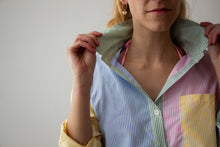 Load image into Gallery viewer, stripe multi colourblock button down shirt
