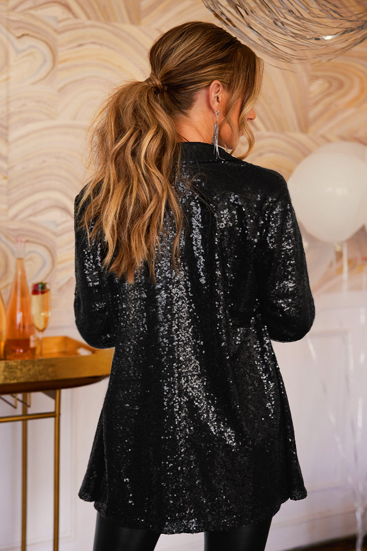 moonlight sequin blazer black Alpine Lily Boutique